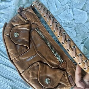 Vintage DKNY Calfskin Leather Baguette Shoulder Bag